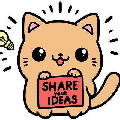 a cute cat saying share your ideas