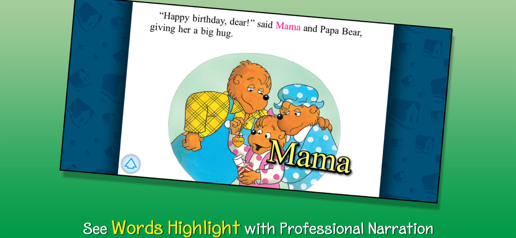 Berenstain Bears - Golden Rule - Aplicación de libro interactivo de Los Osos Berenstain que muestra texto resaltado y la función de narración profesional