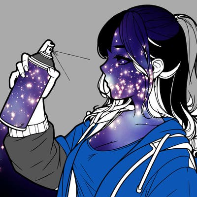 a realistic girl spray, painting