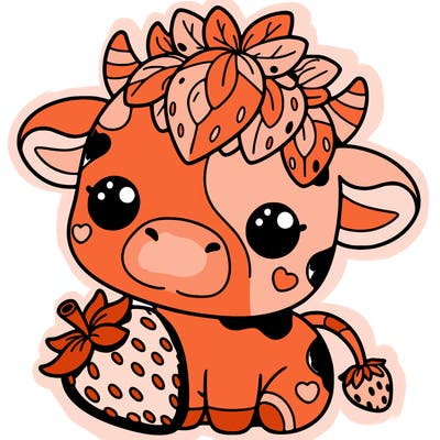 cute strawberry cow