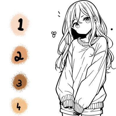 manga teen girl  in a sweater and baggy pants