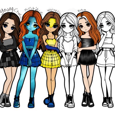 a group of girls realistic