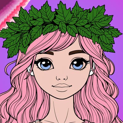 realistic girl with fall leaf crown