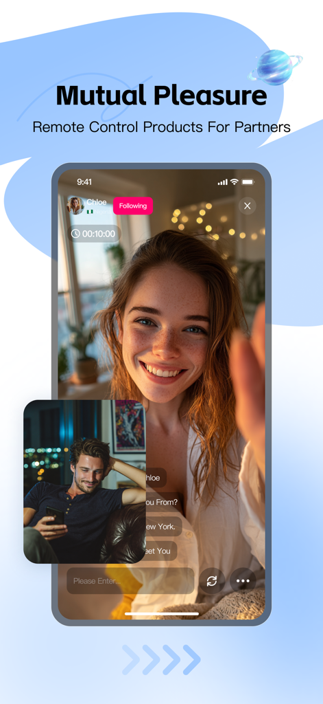 Video call interface on Love Spouse app for remote control between partners