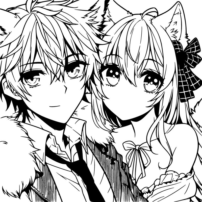 anime romantic wolf boy with wolf girl