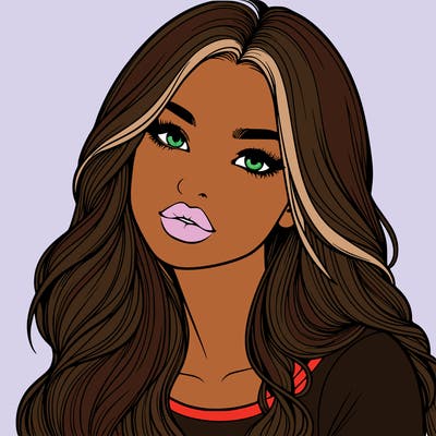 realistic girl with hair on her hair and lips