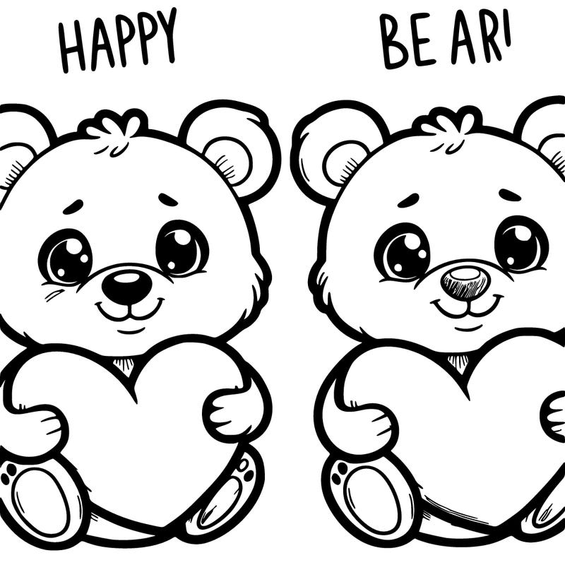 baby bear holding a heart