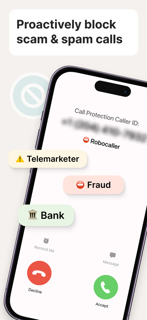 Norton 360 App-Oberfläche, die proaktive Betrugs- und Spam-Anrufblockierung zeigt.