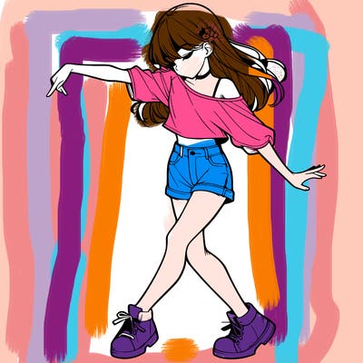 realistic girl danceing