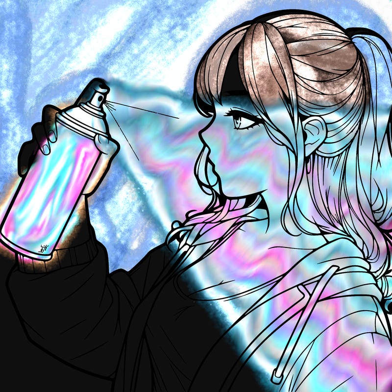 a realistic girl spray, painting