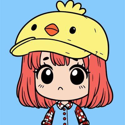 cute girl with chicken hat