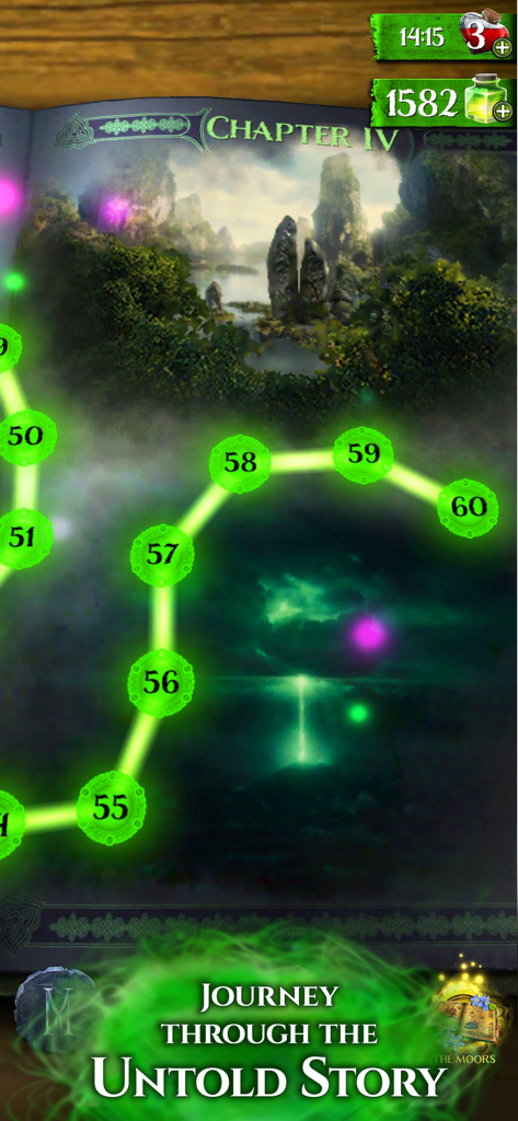 Disney Maleficent Free Fall - Level progression map for Disney Maleficent Free Fall showing Chapter IV and the untold story path with glowing green nodes