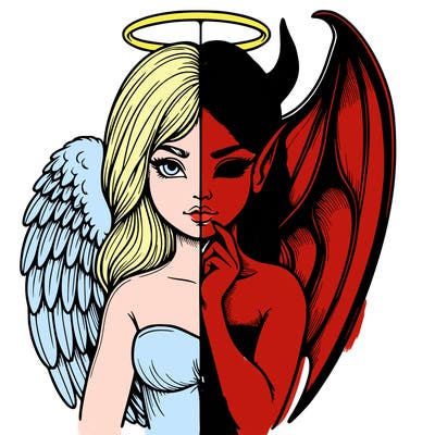 realistic angel half demon