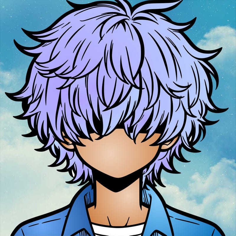 manga boy fluffy hair covering his eyes