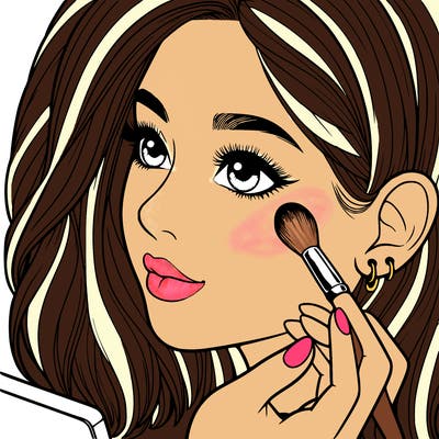 a realistic girl doing her makeup