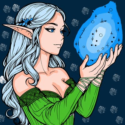 realistic elf girl doing magic