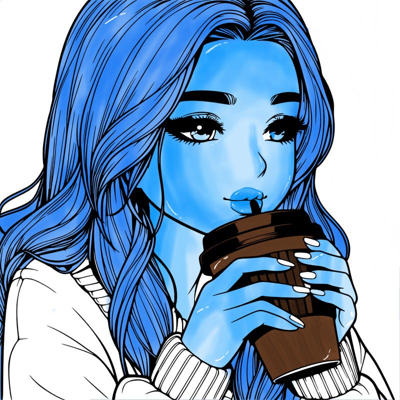 realistic girl drinking coffee