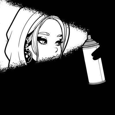 a realistic girl, spray painting