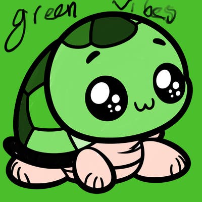 cute little animated turtle