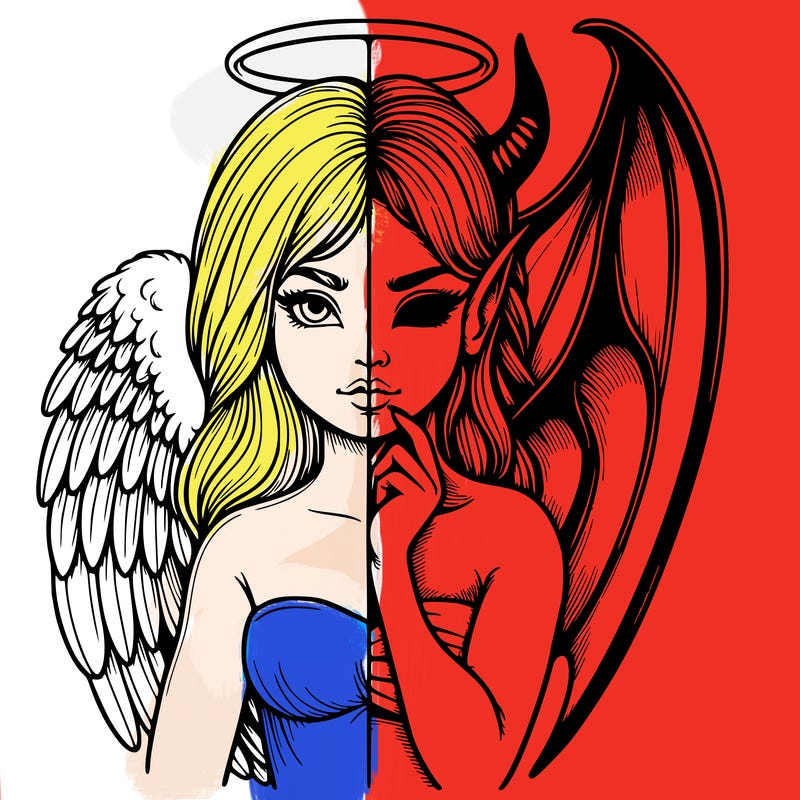 realistic angel half demon