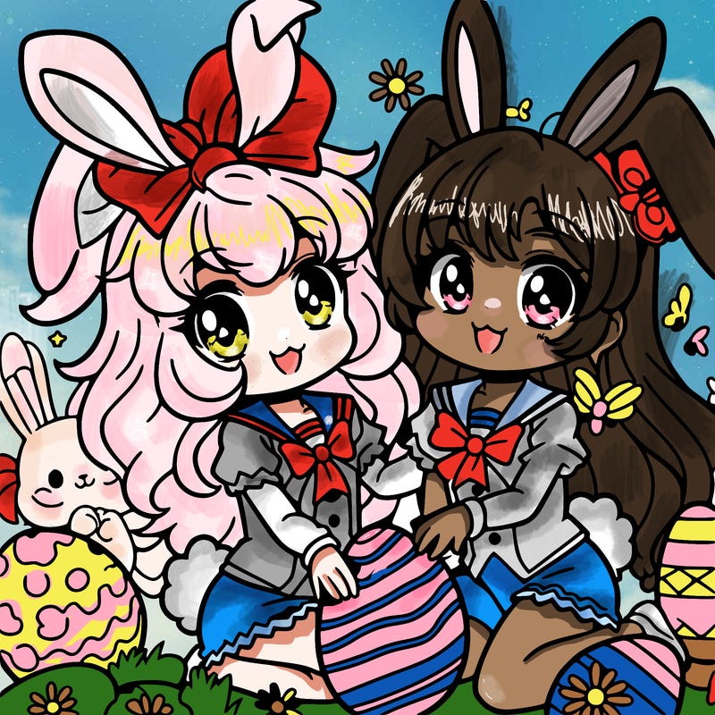 2 easter bunny sisters anime