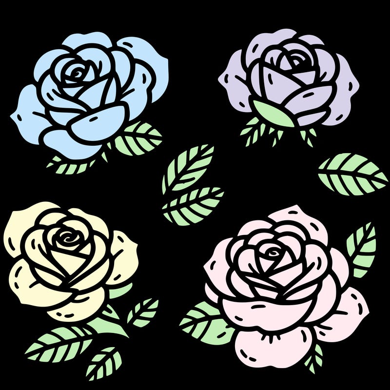 cute four pieces roses