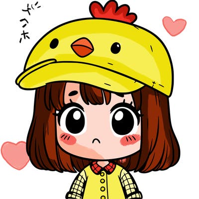 cute girl with chicken hat