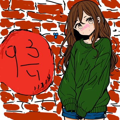 manga teen girl  in a sweater and baggy pants