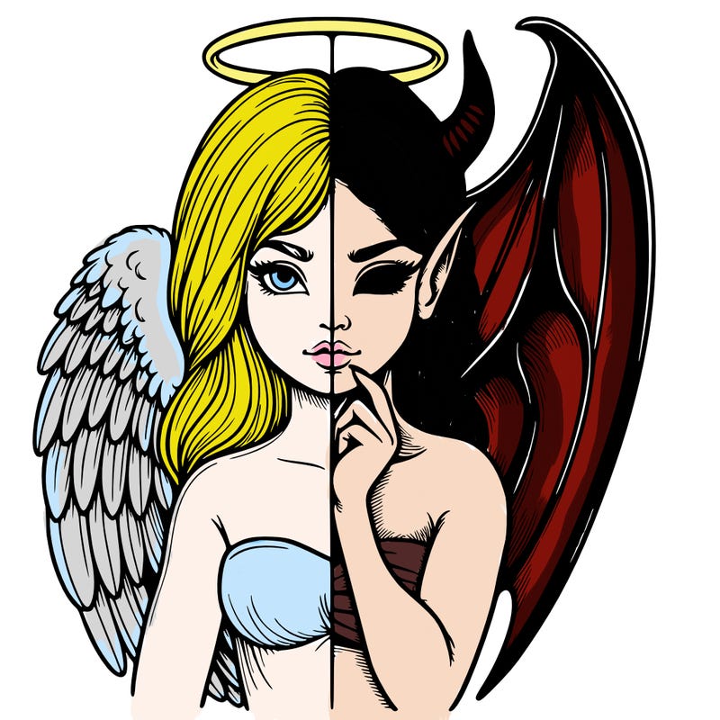 realistic angel half demon