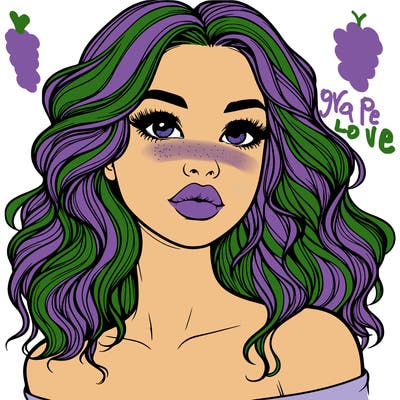 realistic girl with wavy hair and lips