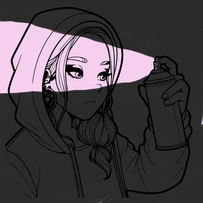 a realistic girl, spray painting