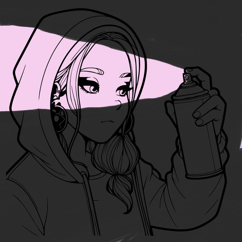 a realistic girl, spray painting