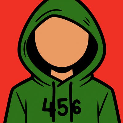 a person with non face waering a hoodie with a 456 symbol