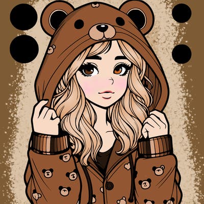 realistic girl in a animal pjs hoodie