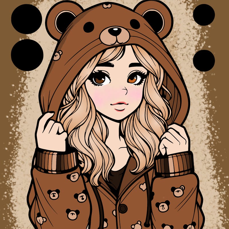 realistic girl in a animal pjs hoodie