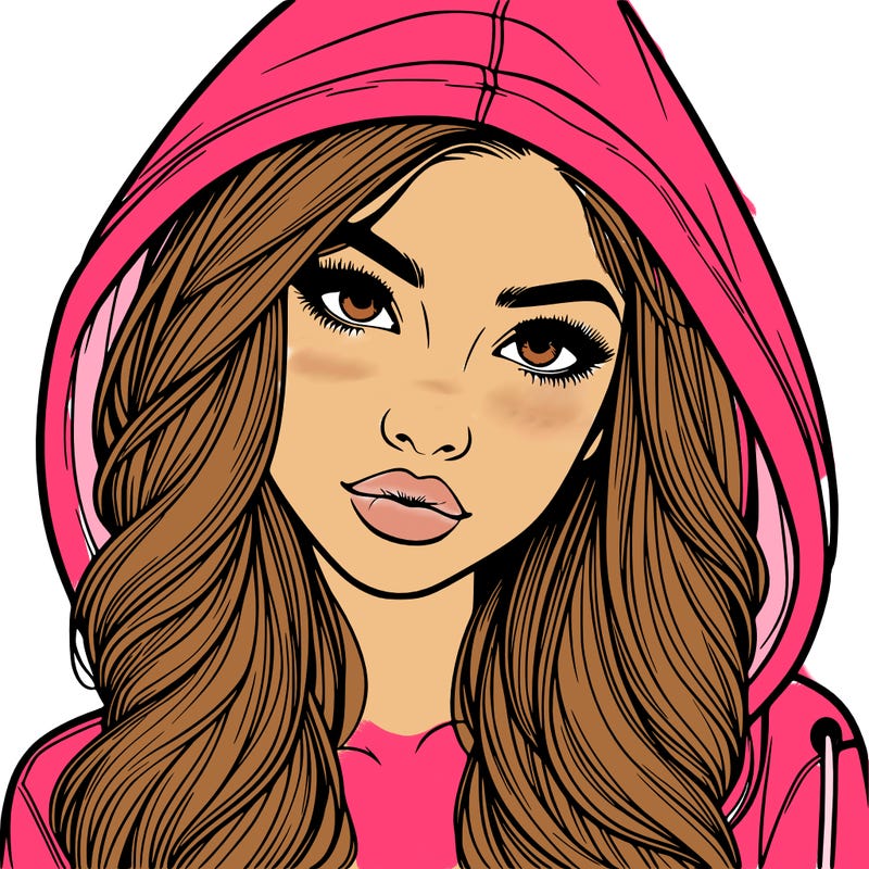realistic beautiful girl with a hood on