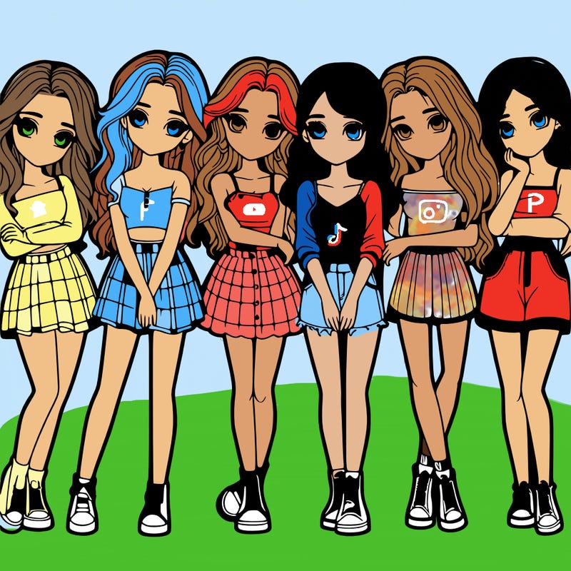 a group of girls realistic