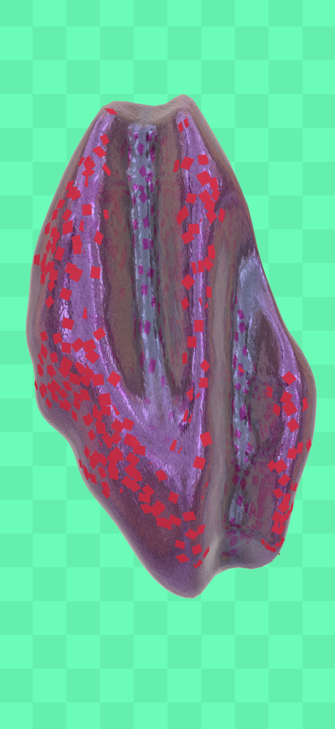 Slime Studio - Realistic purple metallic slime with red square confetti decorations