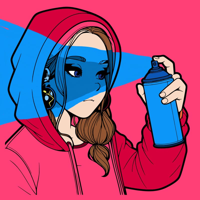 a realistic girl, spray painting