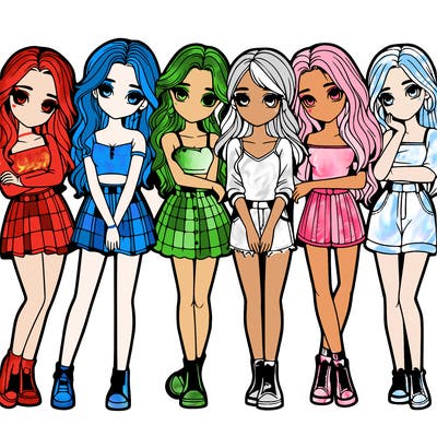 a group of girls realistic