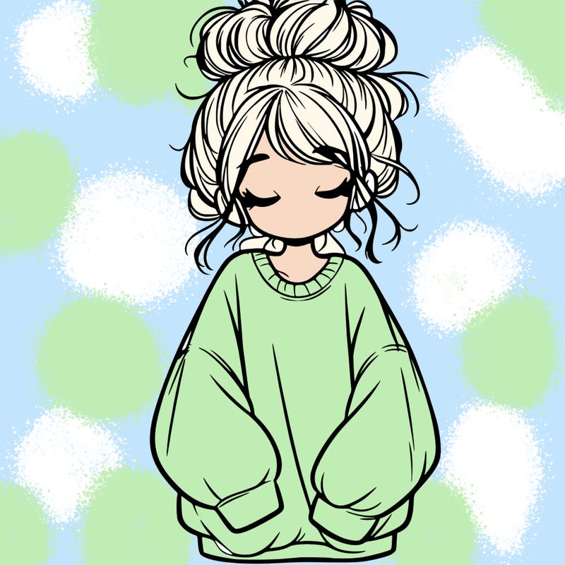 girl with baggy sweatshirt and messy bun