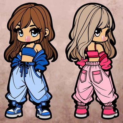 girl in crop top and baggy pants