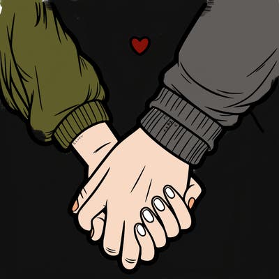 two holding hand one girl hand and one boy hand