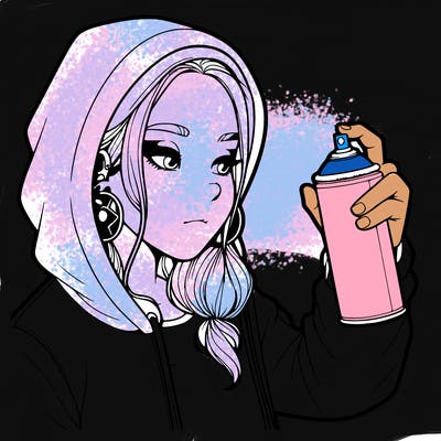 a realistic girl, spray painting