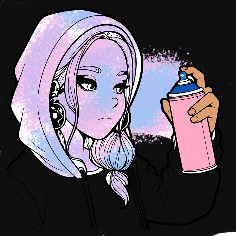 a realistic girl, spray painting