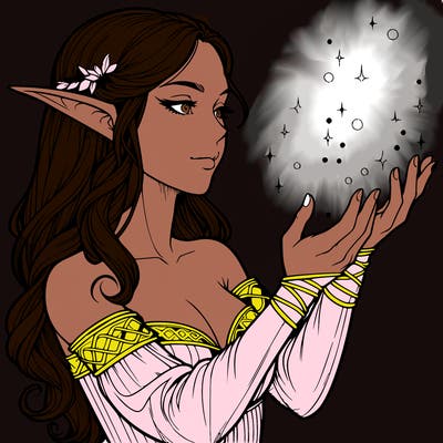 realistic elf girl doing magic