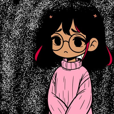 sad girl with glasses in a sweater