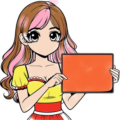 realistic pretty girl holding blank sign