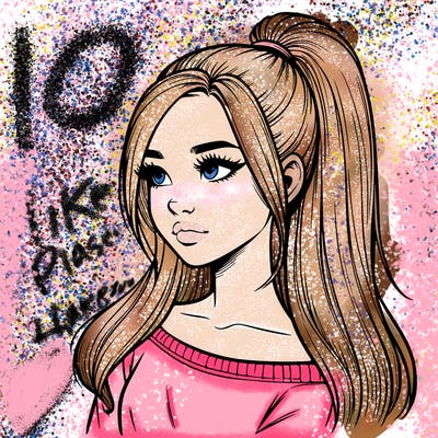 realistic girl with a high ponytail