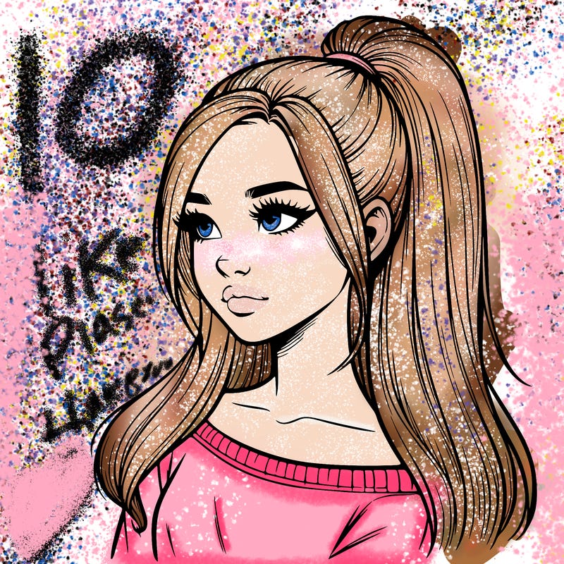 realistic girl with a high ponytail